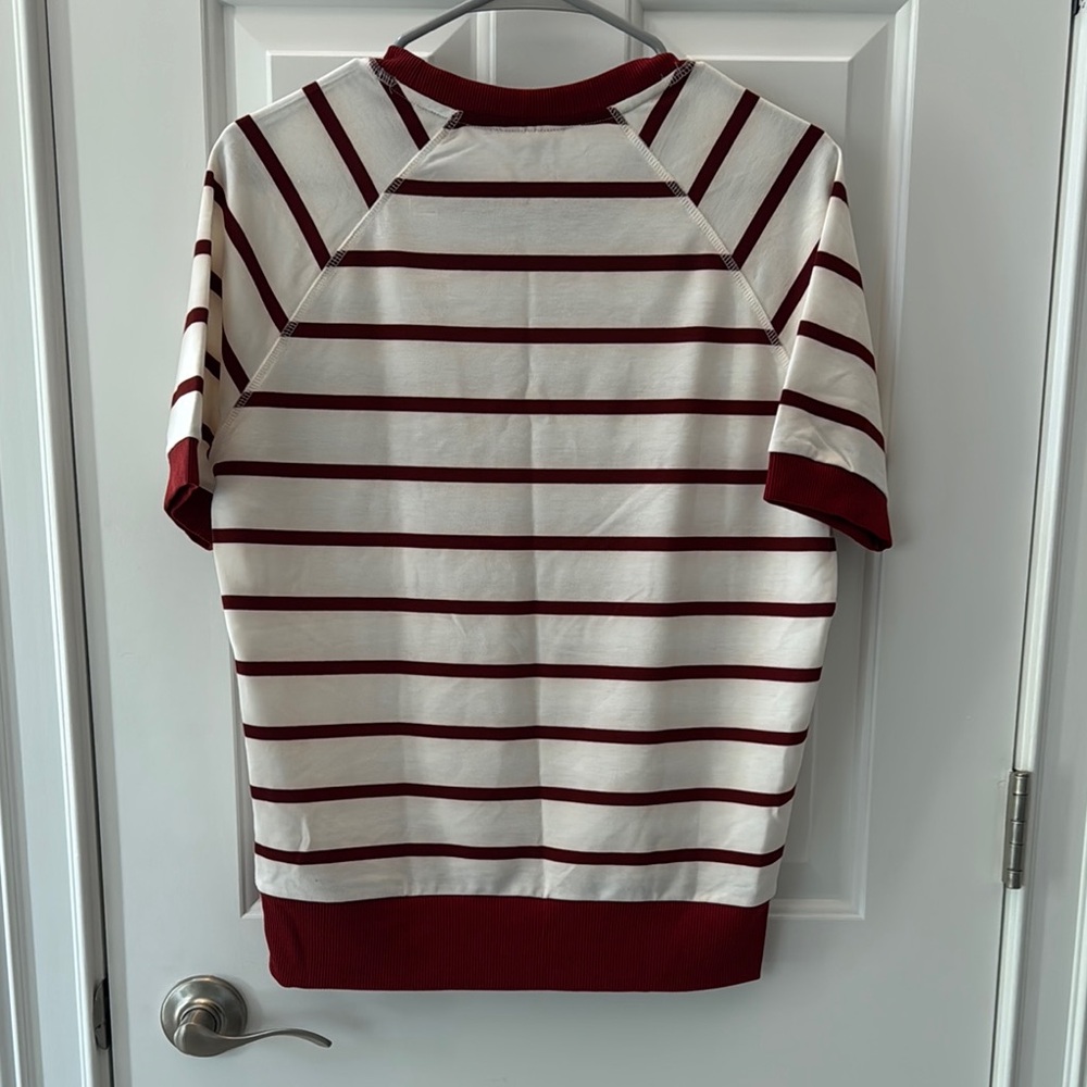 XS Women’s Burgundy Striped T shirt - Picture 3 of 4